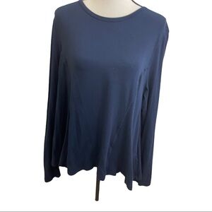 LRL Lauren active 92% cotton round collar long sleeve blue shirt. Size X-Large